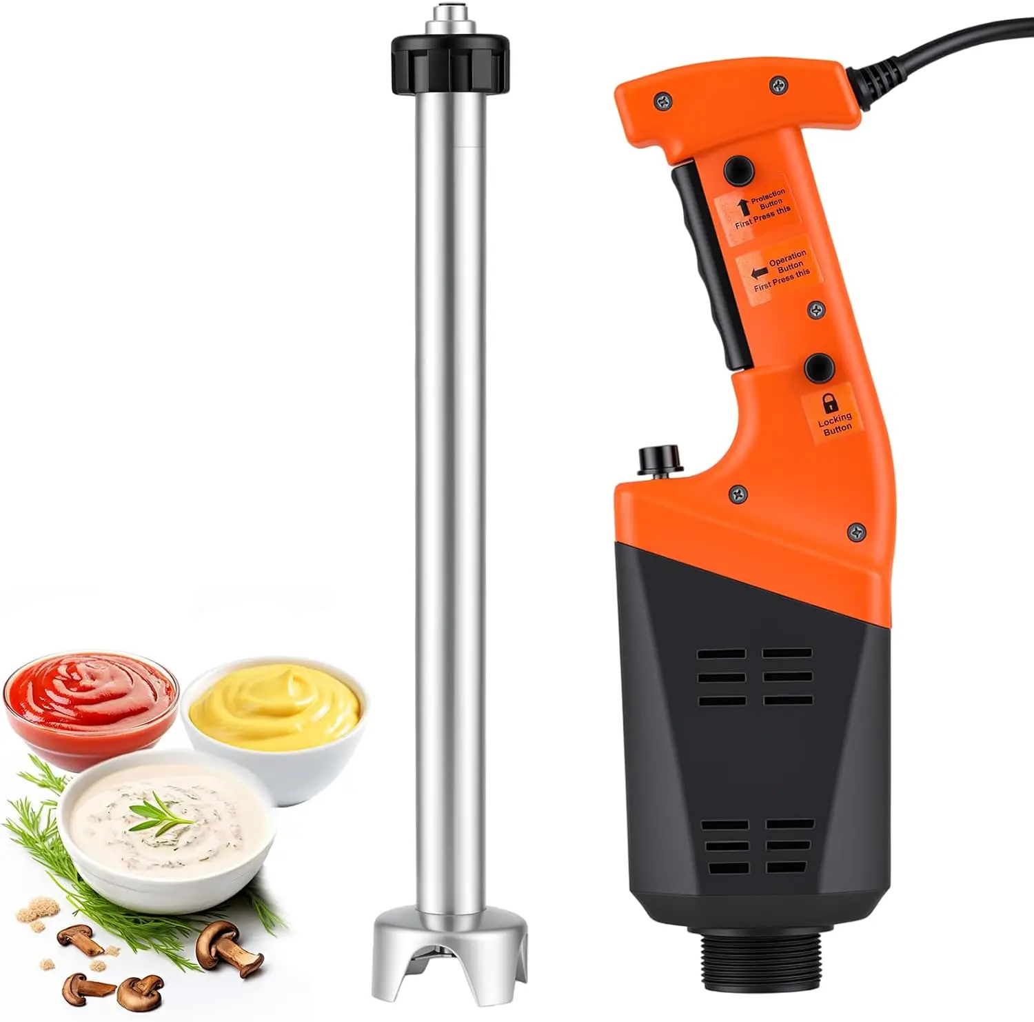 Commercial Immersion Blender, 750W Brushless DC Variable Speed Motor, 12000 RPM Heavy Duty Hand Mixer, 21