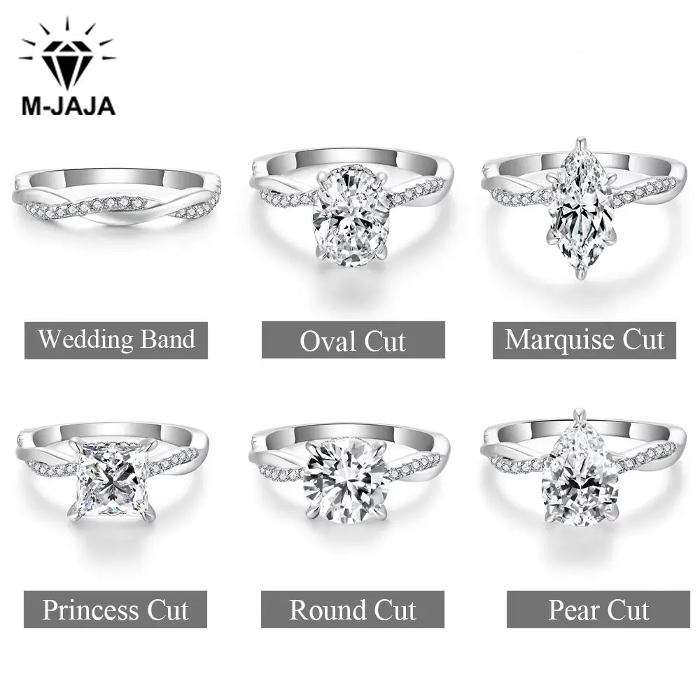 M-JAJA 2CT Moissanite Engagement Ring for Women S925 Sterling Silver Infinity Twisted Band Wedding Band Anniversary Fine Jewelry