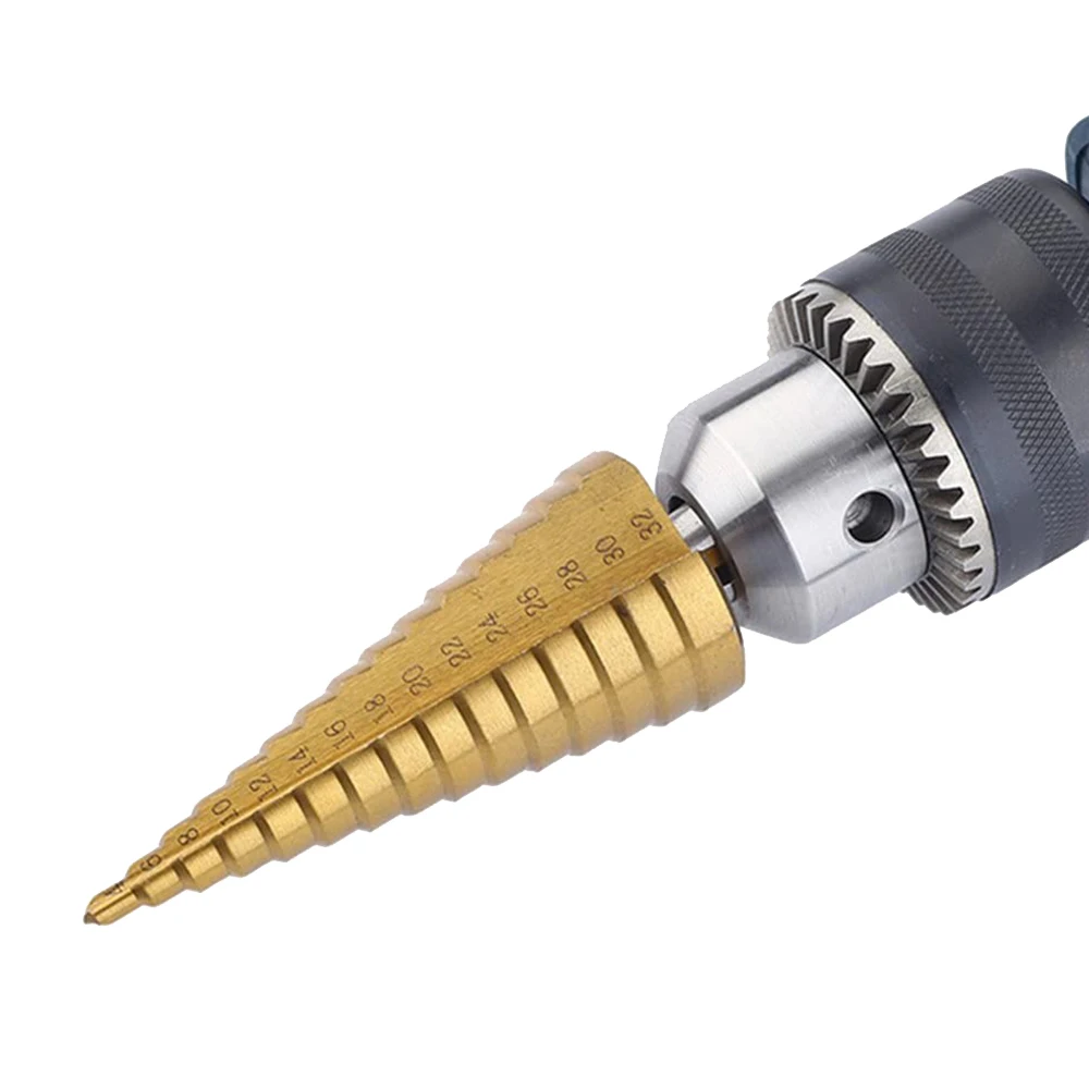 HSS Step Drill Bit Set, Cone Titanium, Madeira Metal Hole Cutter, Hex Shank Drive, Ferramenta Quick Change, 3, 4-12mm, 4-20mm, 4-32mm