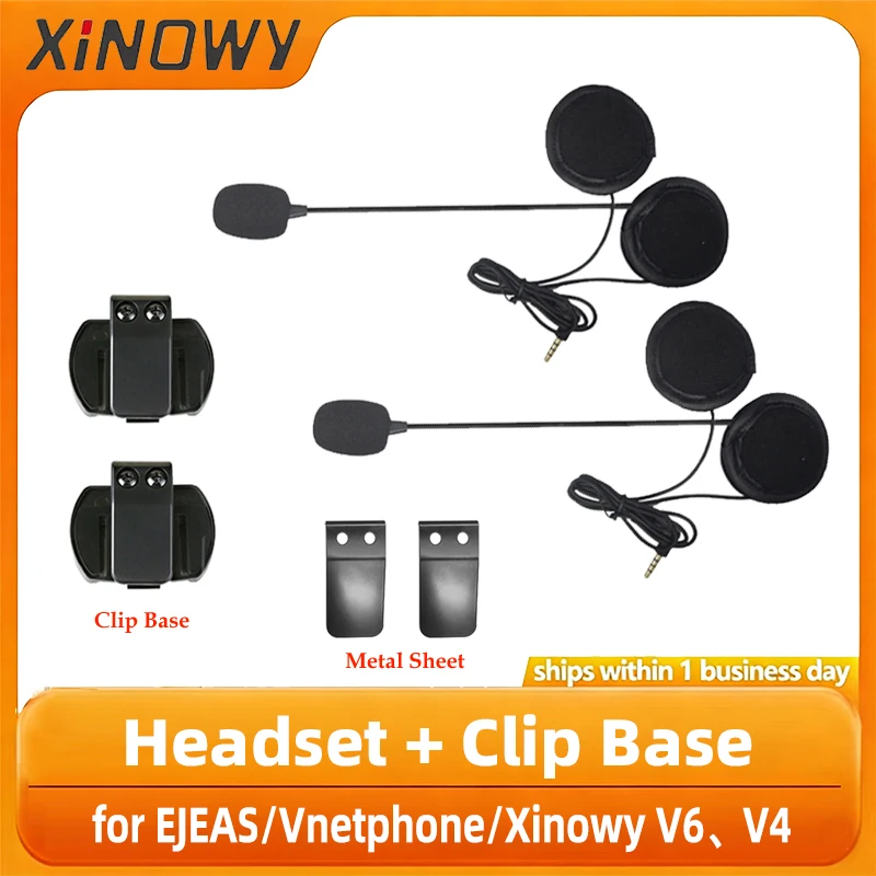 

Гарнитура с креплением-клипсой и разъемом 3,5 мм, микрофоном и динамиком для мотоциклетных Bluetooth-интеркомов EJEAS/Vnetphone/Xinowy V4 V6