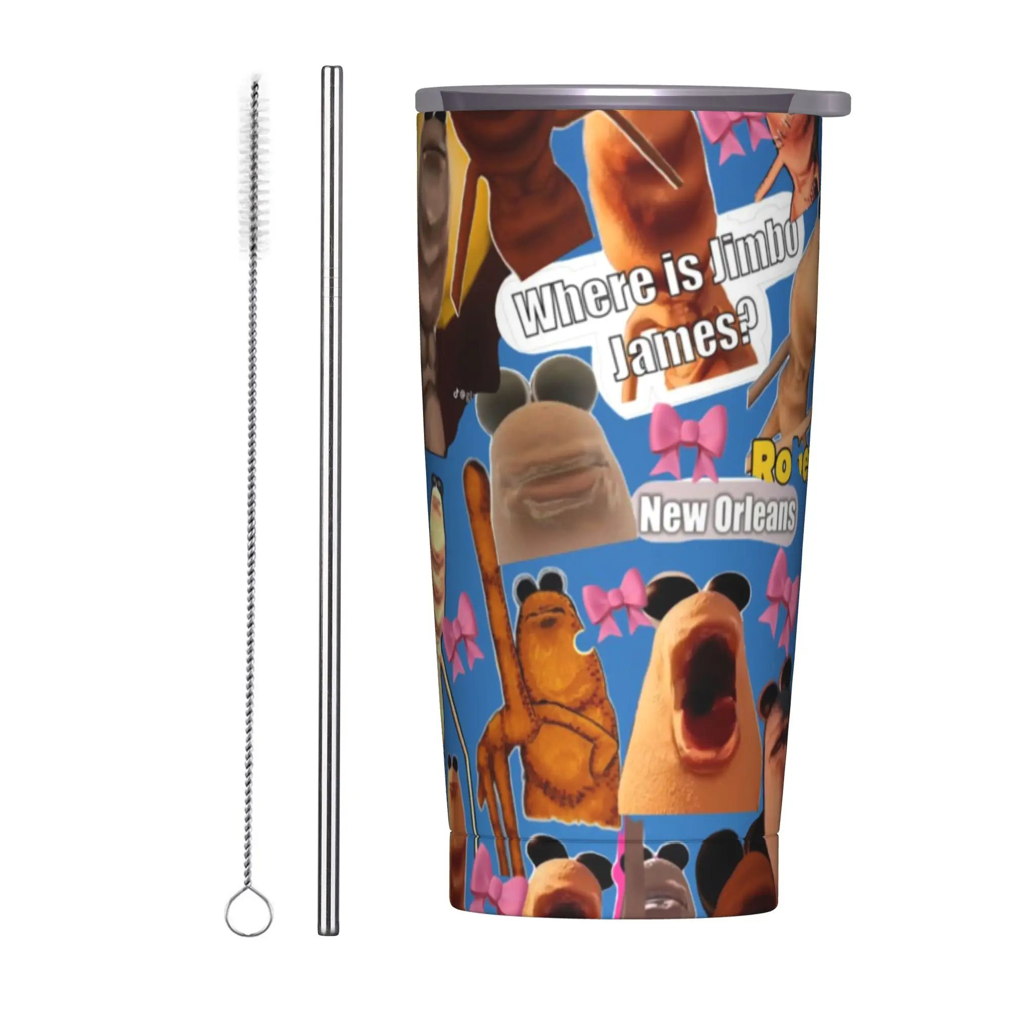 

Marcus the Worm Robert Help Tumbler With Straw Stainless Steel Mug Double Wall Vacuum Insulated for Cold Or Hot 20oz