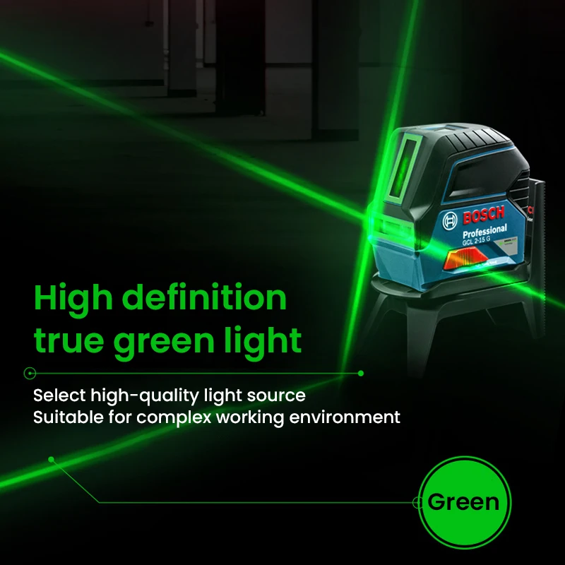 Bosch Professional Laser Level 2 Lines Green Line Self-Leveling Horizontal And Vertical Super Powerful Green Beam Laser Level