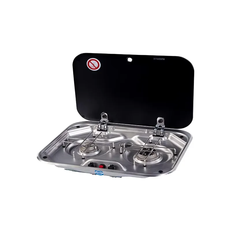 Domestic Built-in Two burner Gas Hob with Safety Glass Lid  for RV Motorhome Caravan Campervan Travel Trailer Kitchen