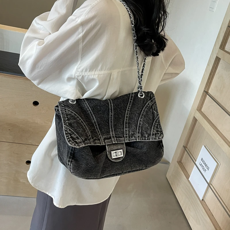 أحدث حقائب الكتف للسيدات بالجملة من قماش الدنيم حقائب اليد أحدث حقائب اليد المصممة للنساء