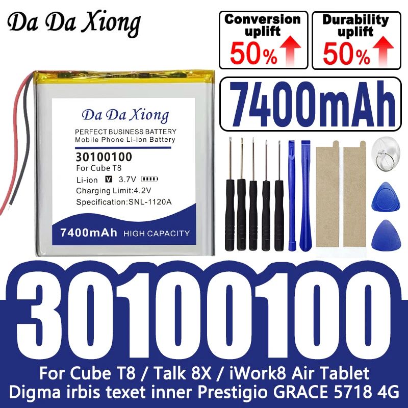 

7400 мАч 30100100 для Digma Irbis Texet Prestigio аккумулятор для Cube T8/Cube Talk 8X/Cube iWork8 Air новый планшетный аккумулятор внутренний 3,7 В