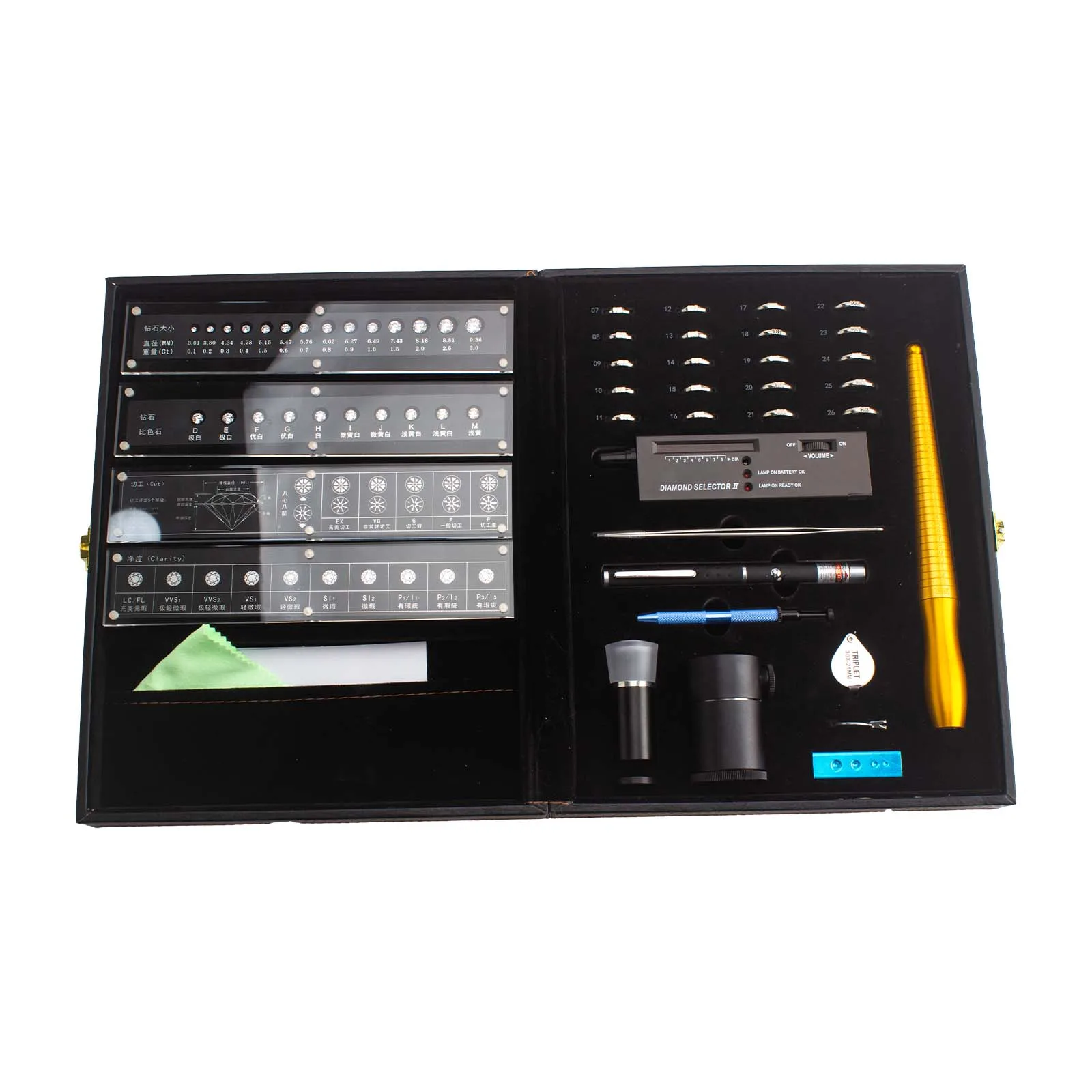 14-in-1 Jewelry Making Kit w/ Diamond Tester | Metal Ring Sizer & Prism | 30x Magnifier Loupe | Gem Stone Measurement Tools
