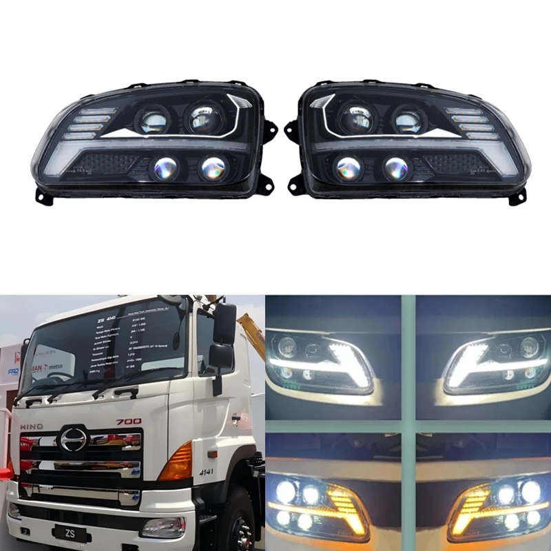 1Pc RH/ LH 24V Full LED Headlight Assembly For HINO 700/500