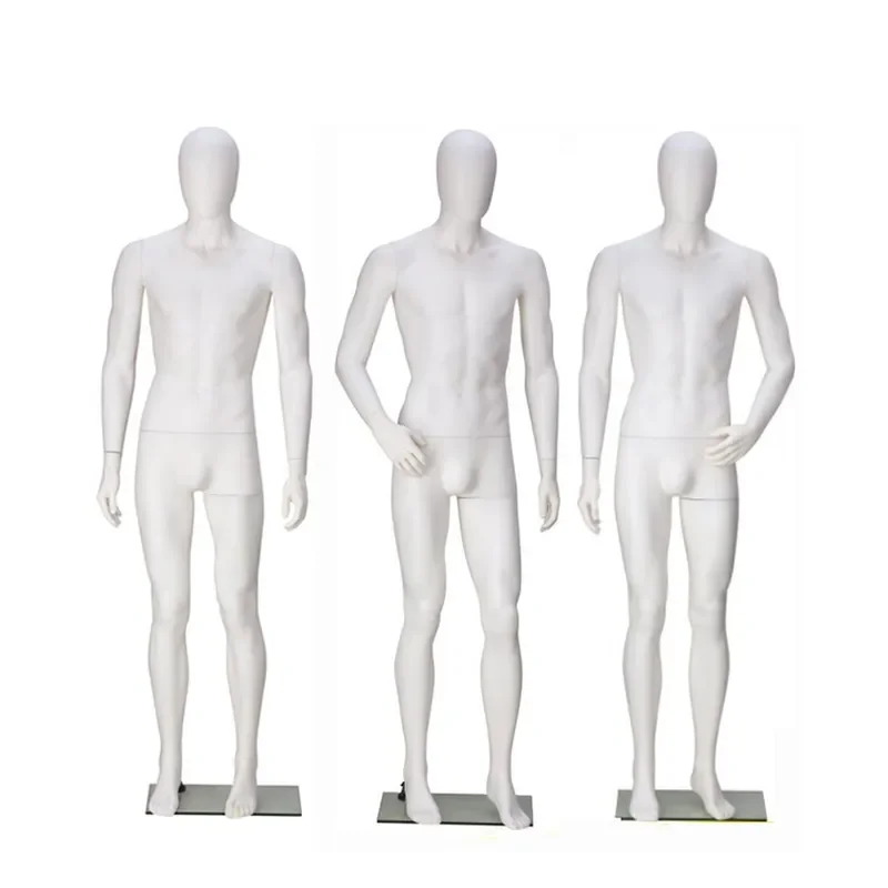 Full Body Plastic Mannequin Male Dummy for Clothing Store Window Display Props Men's Fashion Model Stand with Head