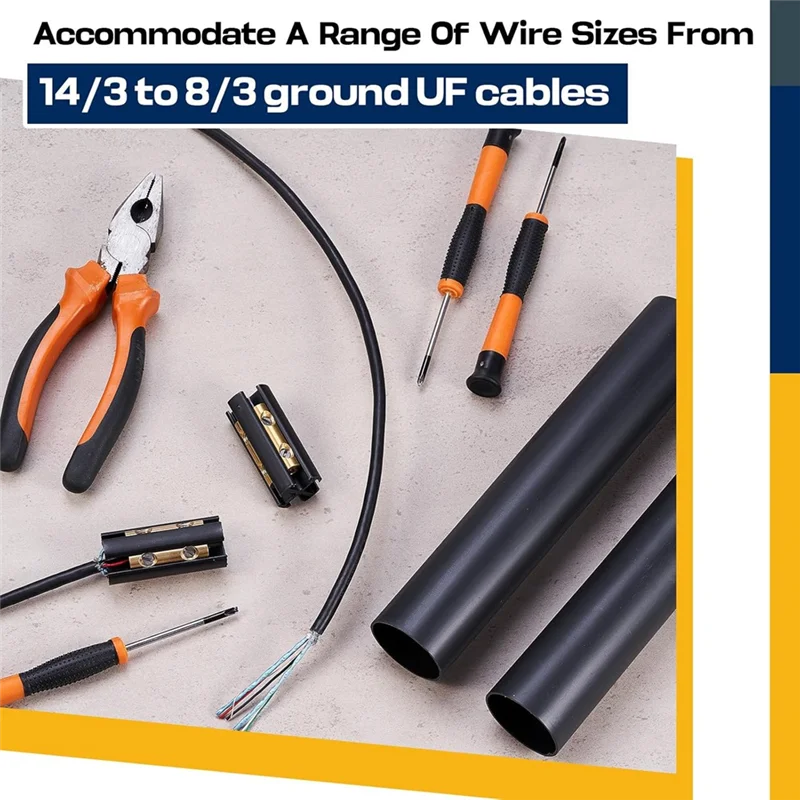 MAKE-Wire スプライシングキット 2セット 14/3～8/3範囲対応 直埋UFワイヤスプライスコネクタと熱収縮チューブ 電気配線用