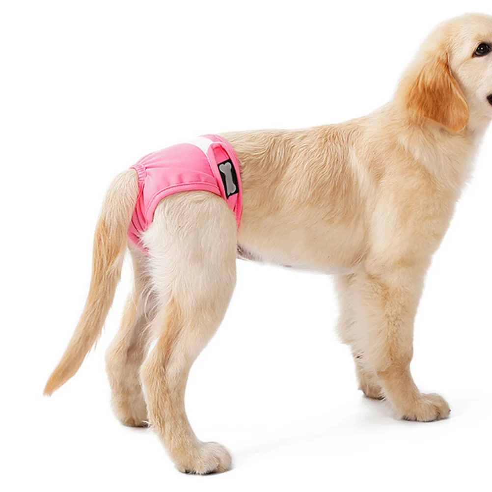 

Washable Reusable Female Dog Diapers Pink Adjustable Elastic Breathable Pet Underwear Waist 28-40cm Dog Urine Protection