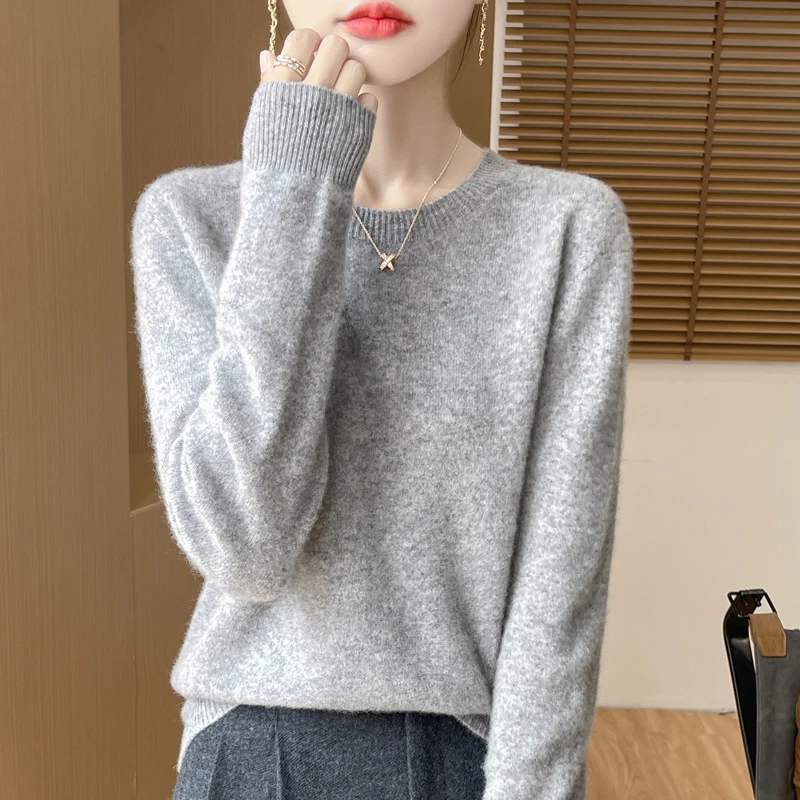 NONE 2024 mode 100% Merino Wolle Pullover Kaschmir Pullover Oansatz Langarm Frauen Strickwaren Herbst Winter Kleidung Y2K Tops O Ling 4