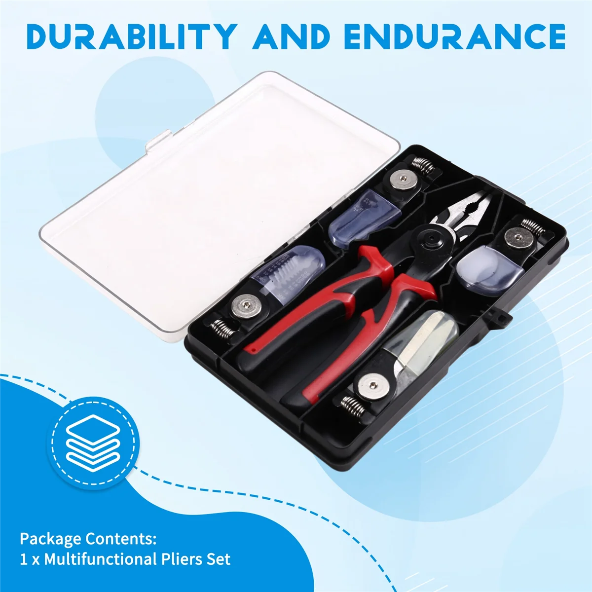 AA98 5-in-1 다기능 펜치 세트, 와이어 스트리퍼/커터/크림퍼, 교환 가능한 펜치 헤드 와이어 절단 도구