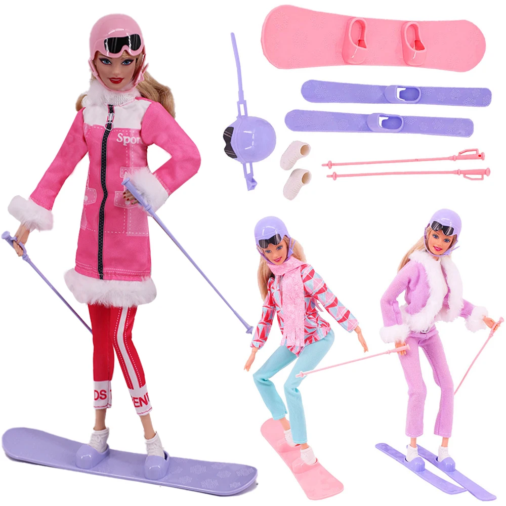 Mini Sled Doll Clothes Accessories Ski Suit Safety Helmet For barbies Clothes Dollhouse Ornaments,Fashion Outfits Clothing Gifts