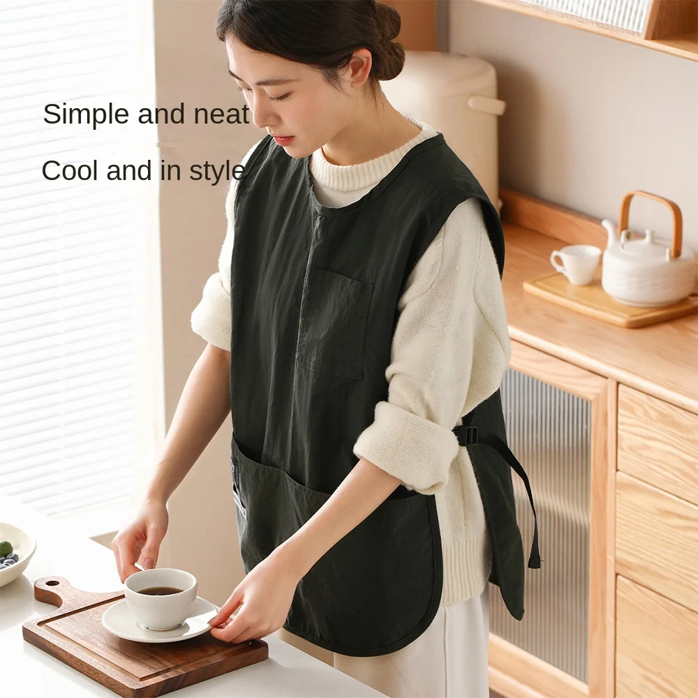 Delantal impermeable y a prueba de aceite para hombre y mujer, bata de cocina para Catering, café, leche, té, postre, tienda, ropa de trabajo