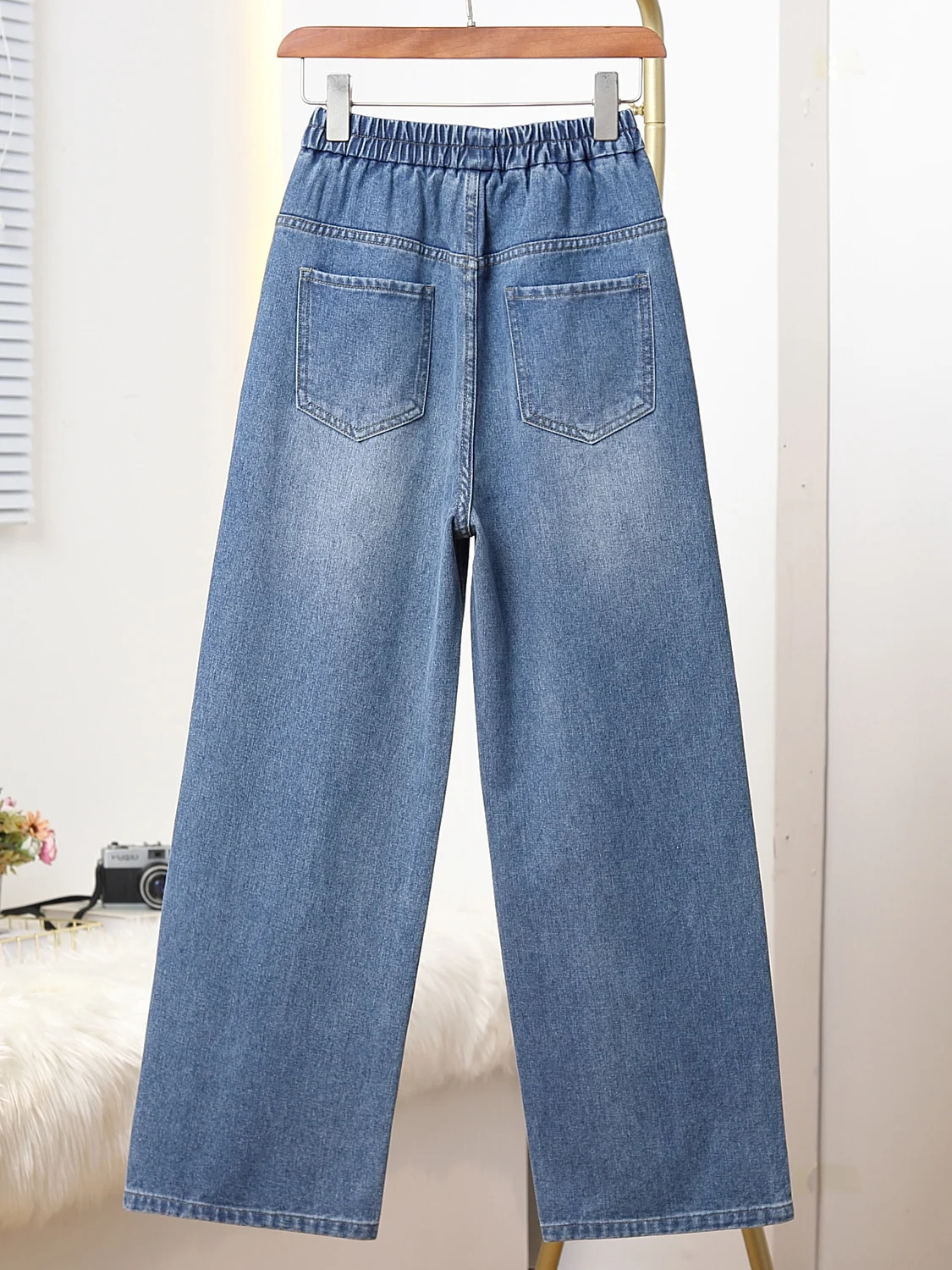 กางเกงยีนส์ผู้หญิงทรงหลวม ขาบาน ยาวคลุมเท้า ทรงตรง ผ้าฝ้าย สไตล์ลำลอง สวมใส่สบาย ฤดูใบไม้ผลิ 2026