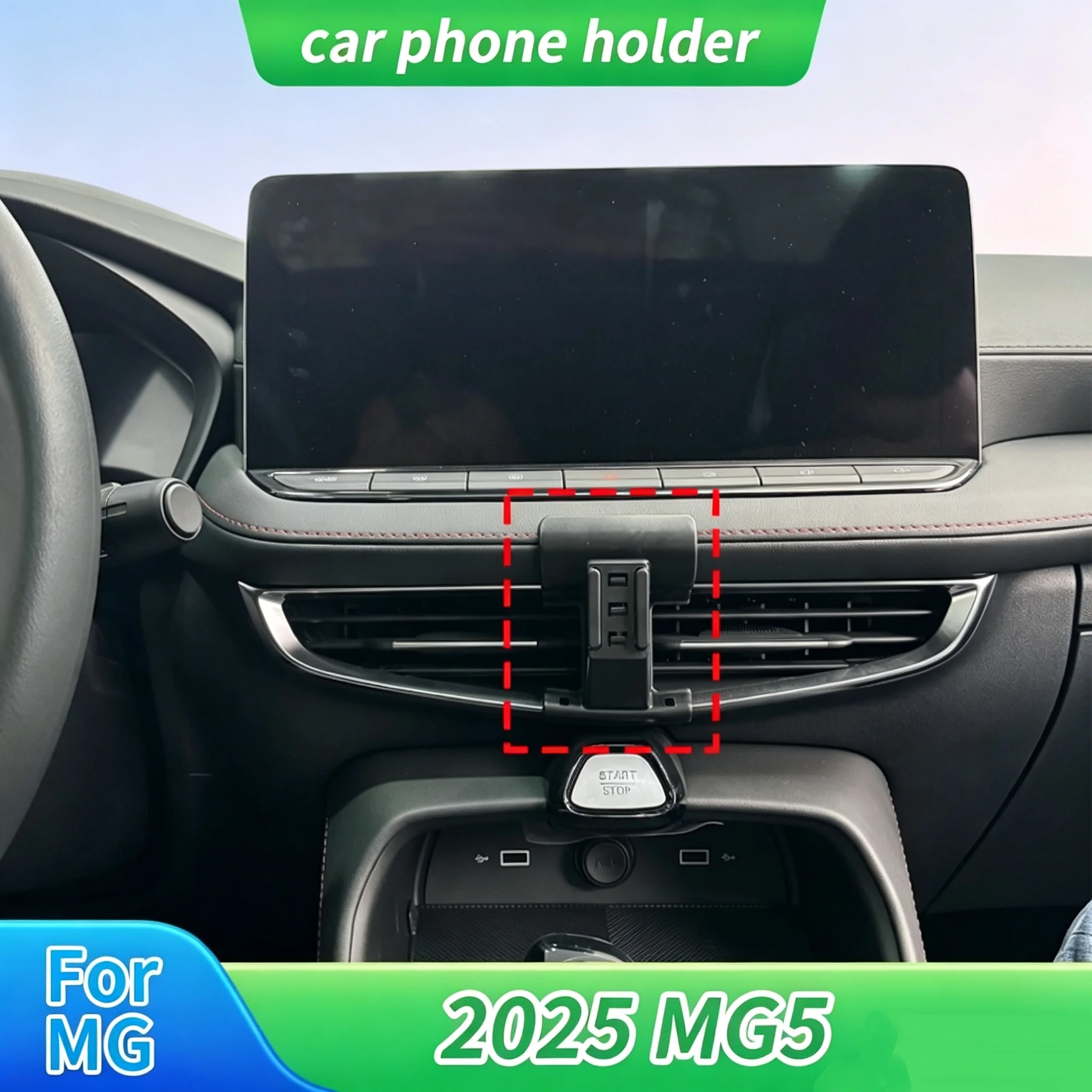 Damage‑Free Adhesive‑Mounted Car Phone Holder&Base for 2025 MG5,No Blockage to Air‑Conditioning Vent Airflow After Installation