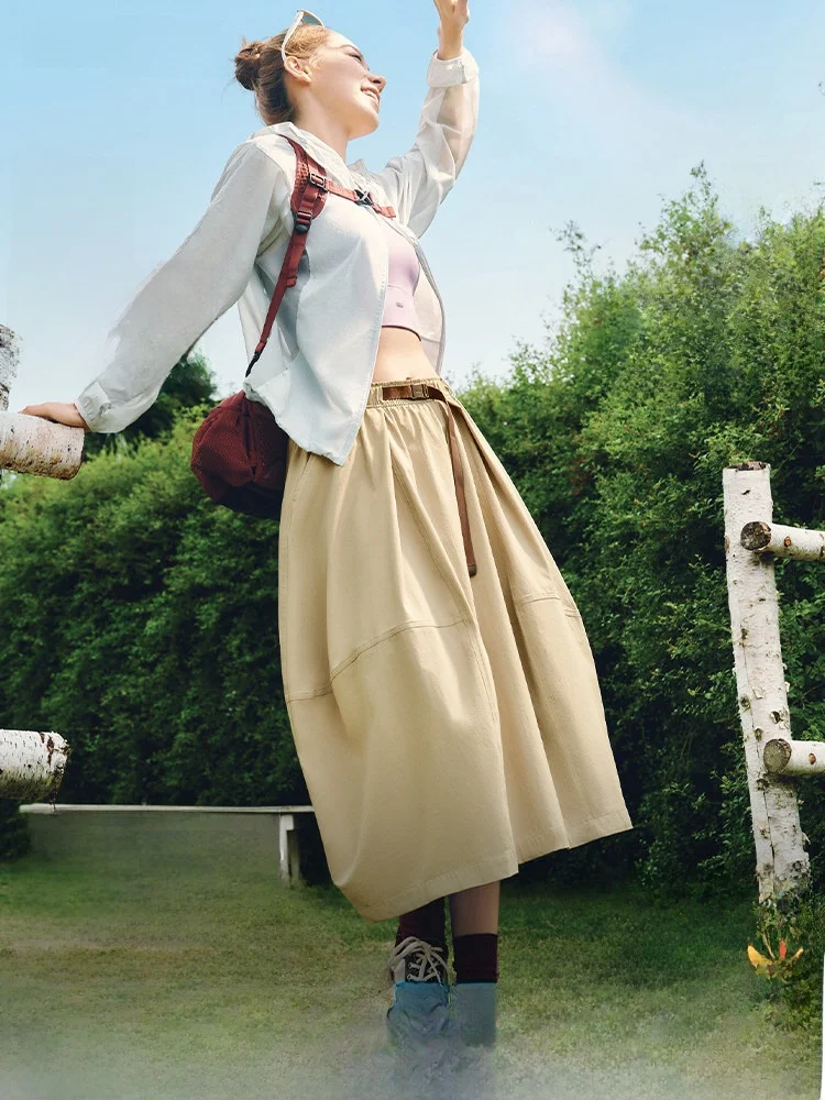 

Женская уличная юбка-блумер Banana Le с защитой от солнца, эластичная талия, длинная, стройнящая, из нейлона, полиэстера и спандекса