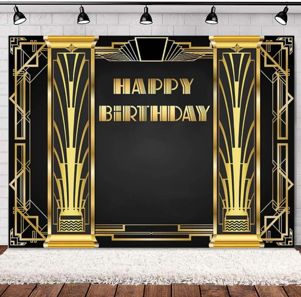 

Фотофон для фотосессий в стиле Великого Гэтсби, винтажный золотой баннер с изображением Гэтсби, фон для дня рождения, декор для фотосъемки