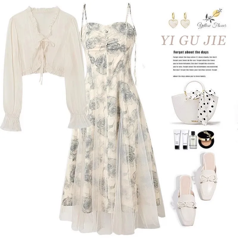 

Женское весеннее модное платье с цветочным принтом в стиле ретро, универсальный дизайн, защита от солнца, ible, средней длины...