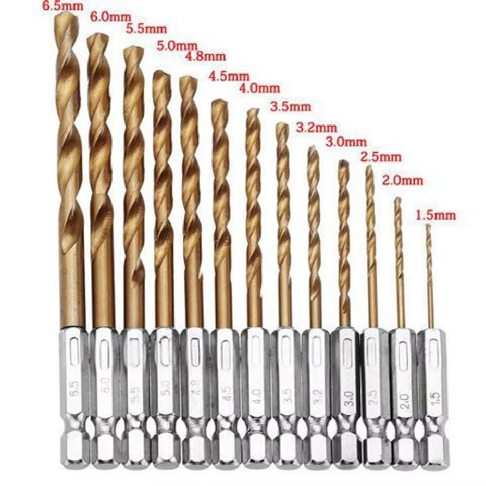 HSS Titan beschichteter Spiralbohrer Set 1 4 Sechskantschaft Maße 1 5 bis 6 5 mm Sechskant Bohrer passend für Elektrobohrschrauber Akku Schrauber Druckluftschrauber Bohrwerkzeuge für Metall Holz Kunststoff Heimwerker K – Detail 2