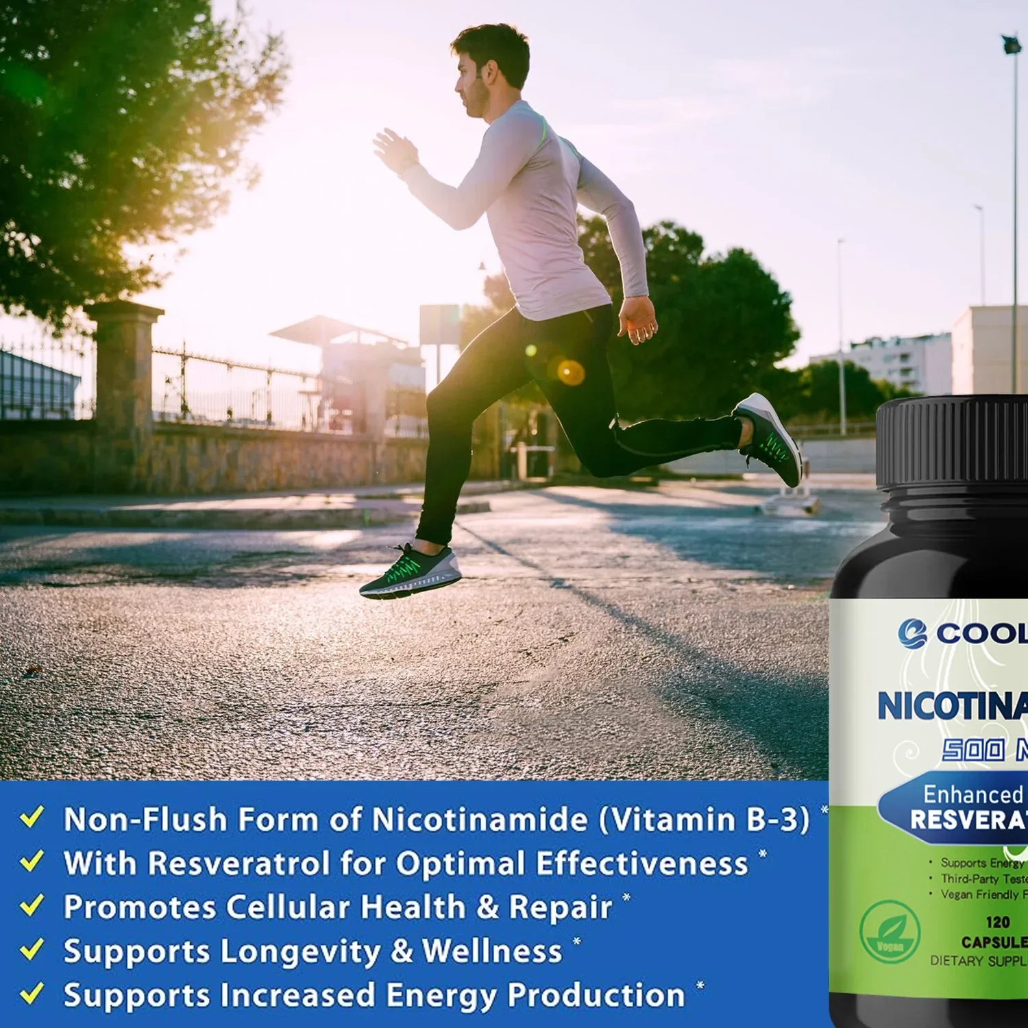 Nicotinamide 500mg - Resveratrol - Easily Absorbed Vitamin Supplement Capsules Beauty Health Skin Care