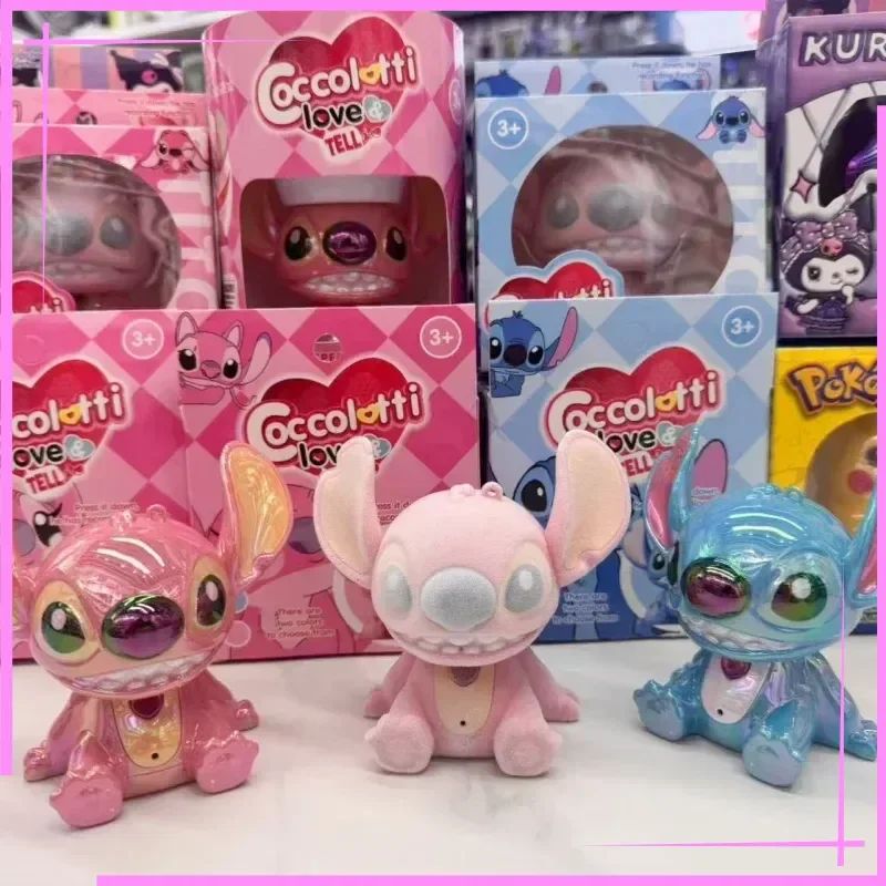 

2025 Cute Stitch & Angel Keychain Plating Blind Box Valentine's Day Recording Glowing Keychain Customized Surprise Box Toy Gift