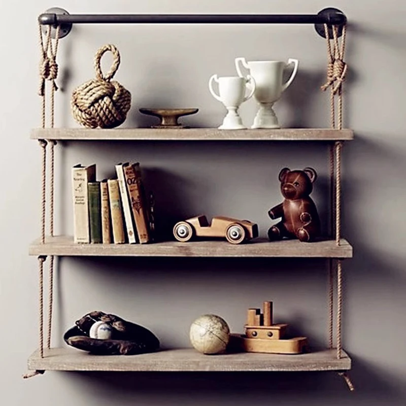 Solid Wood Wall Hanging Rack Creative Storage Racks Living Room Floating Wall Shelves Household Storage Holders Modern Decor