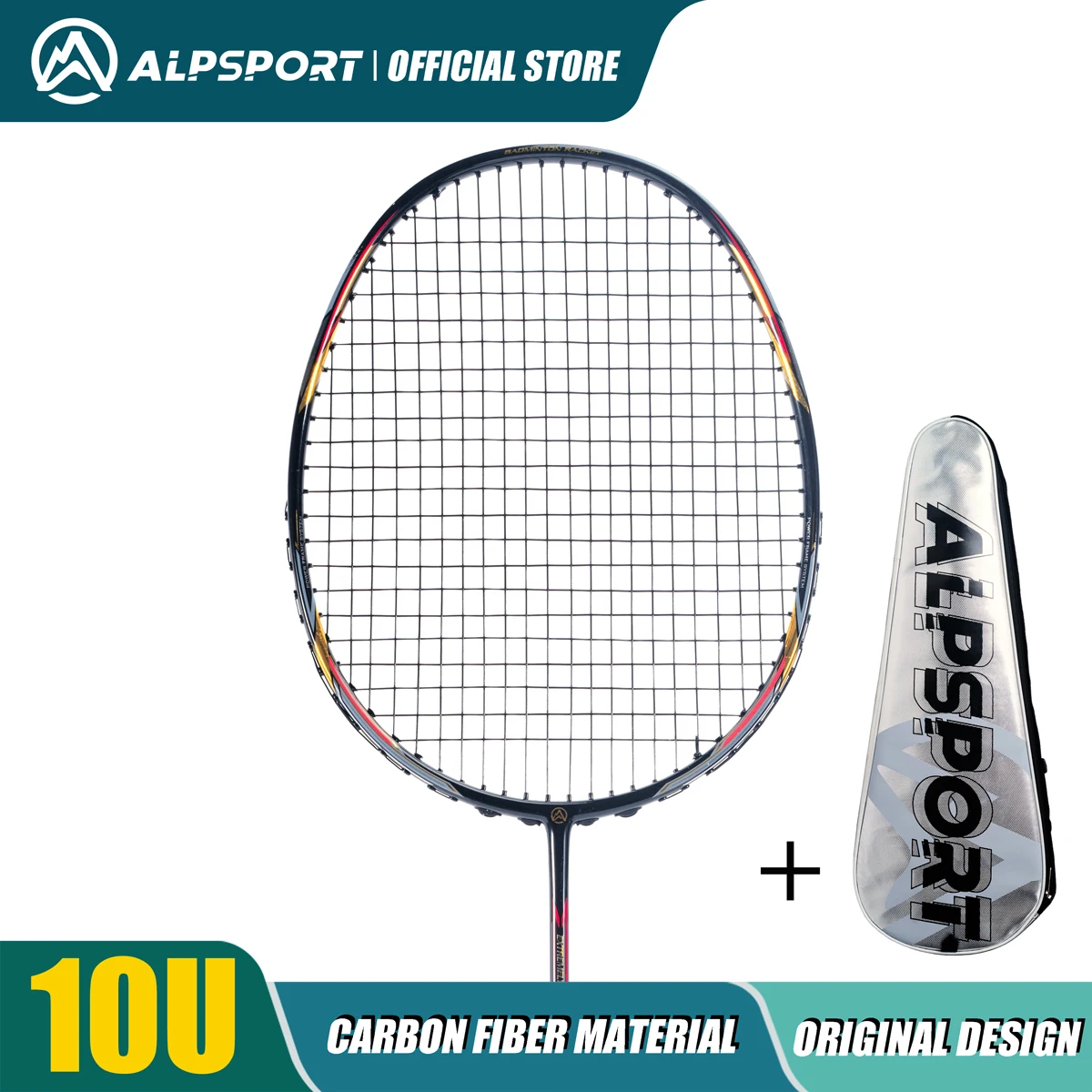ALPSPORT AIR 10U  Ultralekki 52g T800 Rakieta do badmintona Szybkie odbicie  Importowana Maksymalnie 28 funtów 100% Pro Carbon Fibre + Rakieta tytanowa Dla średnio zaawansowanych i zaawansowanych