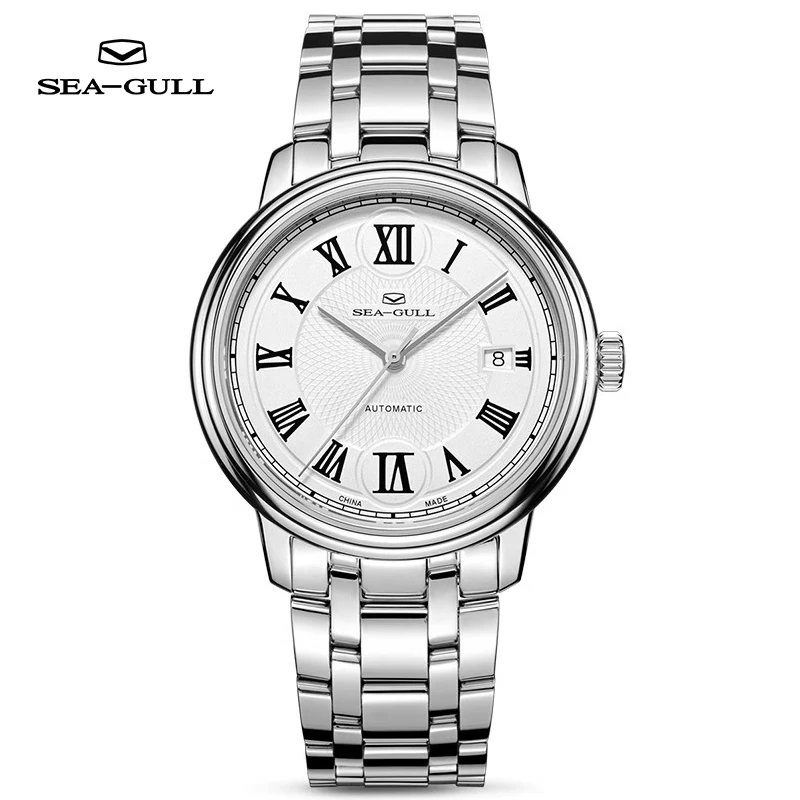 Seagull Watch Men's Automatic Mechanical Watch Simple Calendar Watch Business Formal Wear Watch Steel Band Watch 816.11.1027