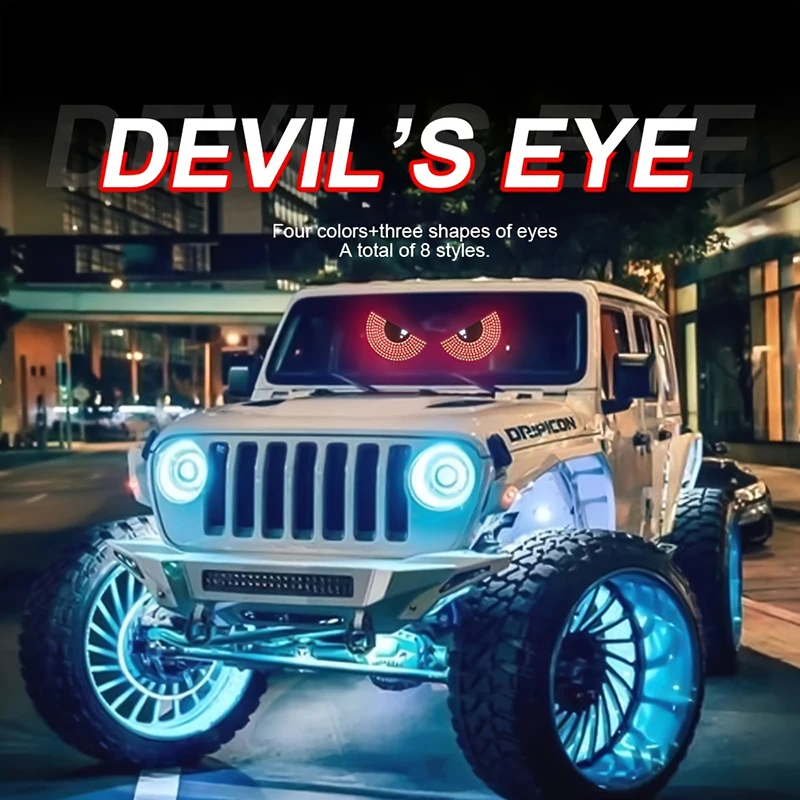 2Pcs Car LED Decorative Light Devil\'s Eye Rear Warning Light Red Devil Eye Atmosphere Light Auto Decoration Accessories