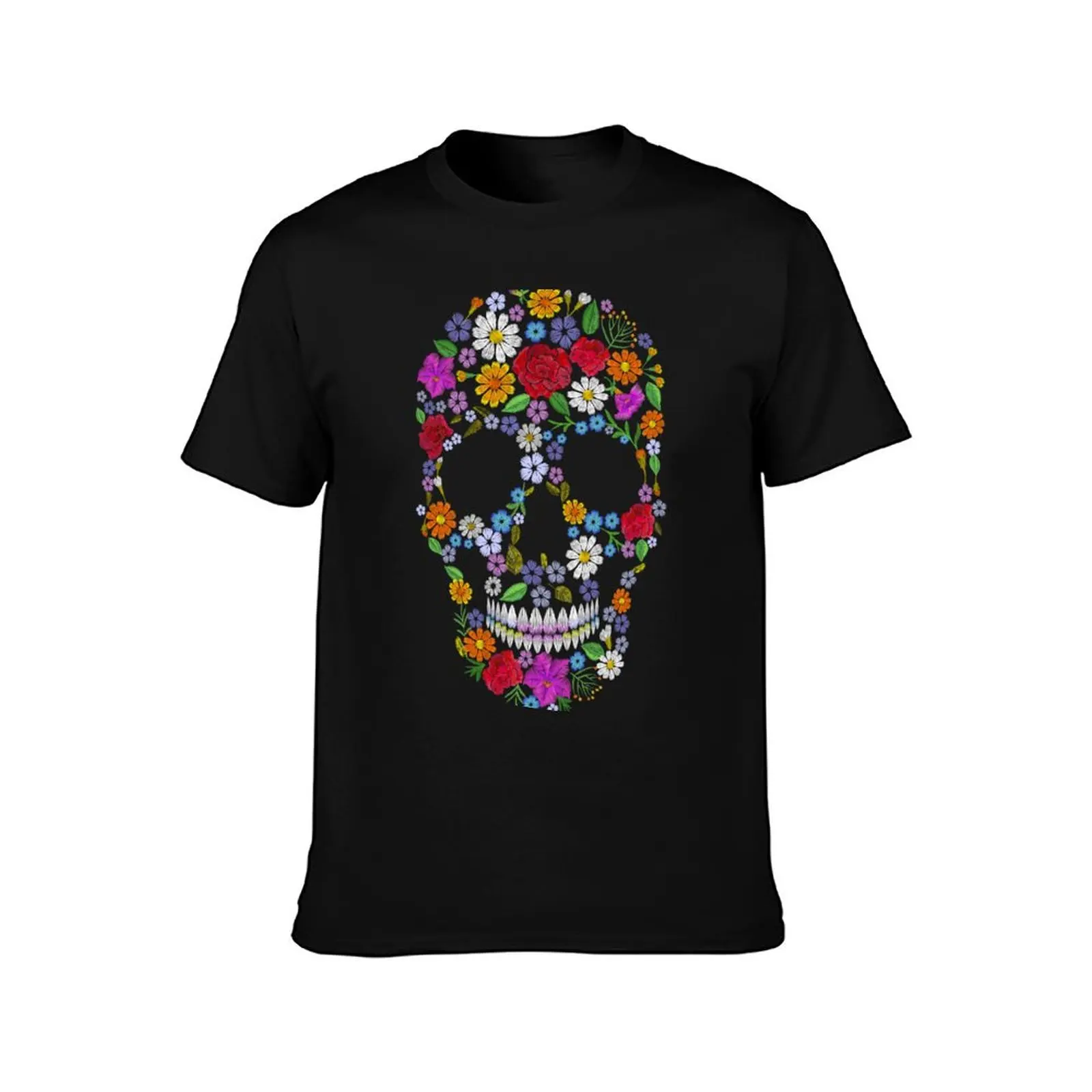 Copie de Copie skull rose T-Shirt t shirt for man 100 percent cotton T-Shirt