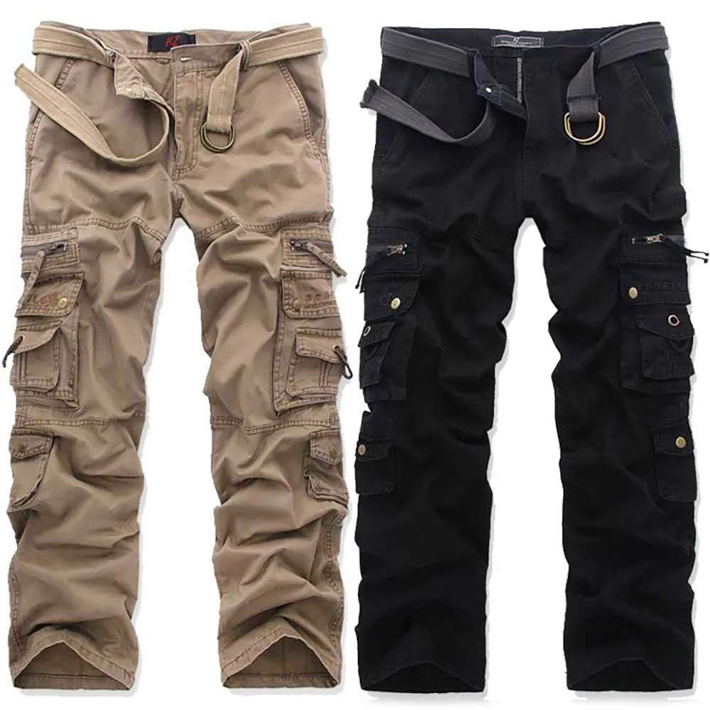 

Trendy Cotton Tactical Cargo Pants Men Casial Straight Trousers Loose Baggy Pockets Streetwear Joggers Clothing