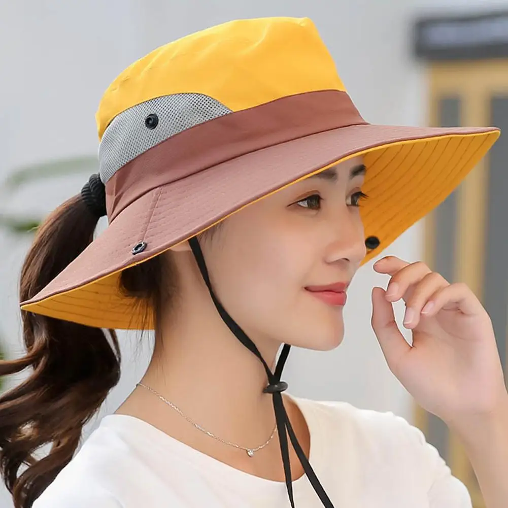 Bucket Cap Folding Adjustable Straps Unisex Lightweight Breathable Sun Cap Indeformable Bucket Hat Outdoor Accessories