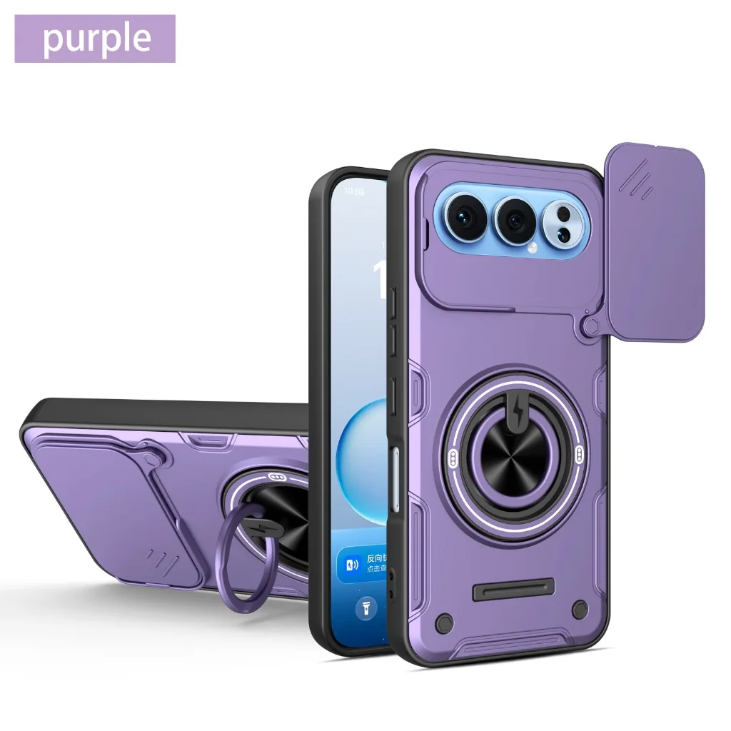 Slide Camera Lens Protector 360° Ring Holder Stand Armor Phone Case For Honor 400 Smart 500 Pro Magic7 Magic8 Lite X8C X9C X9D