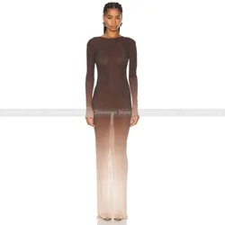 European and American temperament sexy hot diamond backless slim hip long sleeve dress 2024 early autumn new niche