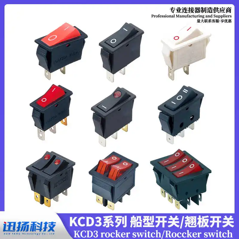 Hoge Kwaliteit Kcd3 3pin 2 Positie Rode Led Boot Tuimelschakelaar Voor Voeding