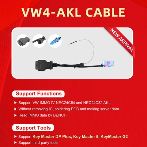 Кабель OBDSTAR VW4-AKL для VW IMMO IV NEC24C64 и NEC24C32, все потерянные клавиши работает с X300 Classic G3/X300 DP Plus/X300 Pro4
