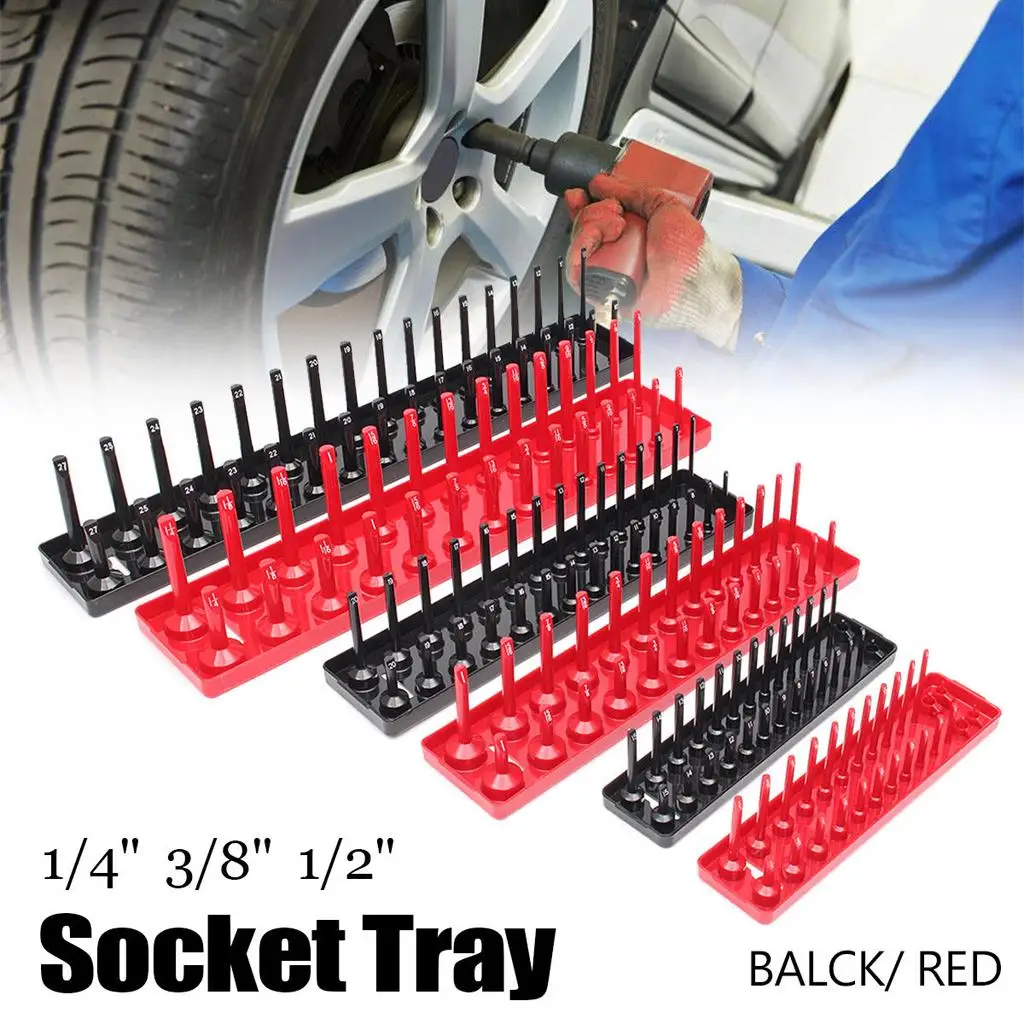 Socket Tray Rack Metric Plastic Organizer for Toolbox Garage Drawer and Professional Work Area