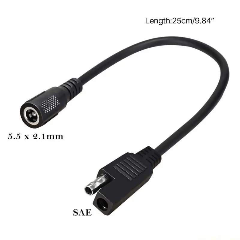F62C SAE to DC5.5mmx2.5mm Coax Female Adapter Cable SAE to DC5521 Motorcycle Car Adapter Connector Cable 20AWG