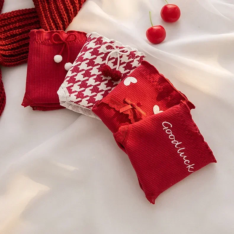 سراويل داخلية قطنية للسيدات سراويل داخلية مثيرة للنساء سراويل داخلية حمراء مقاس كبير ملابس داخلية للفتيات