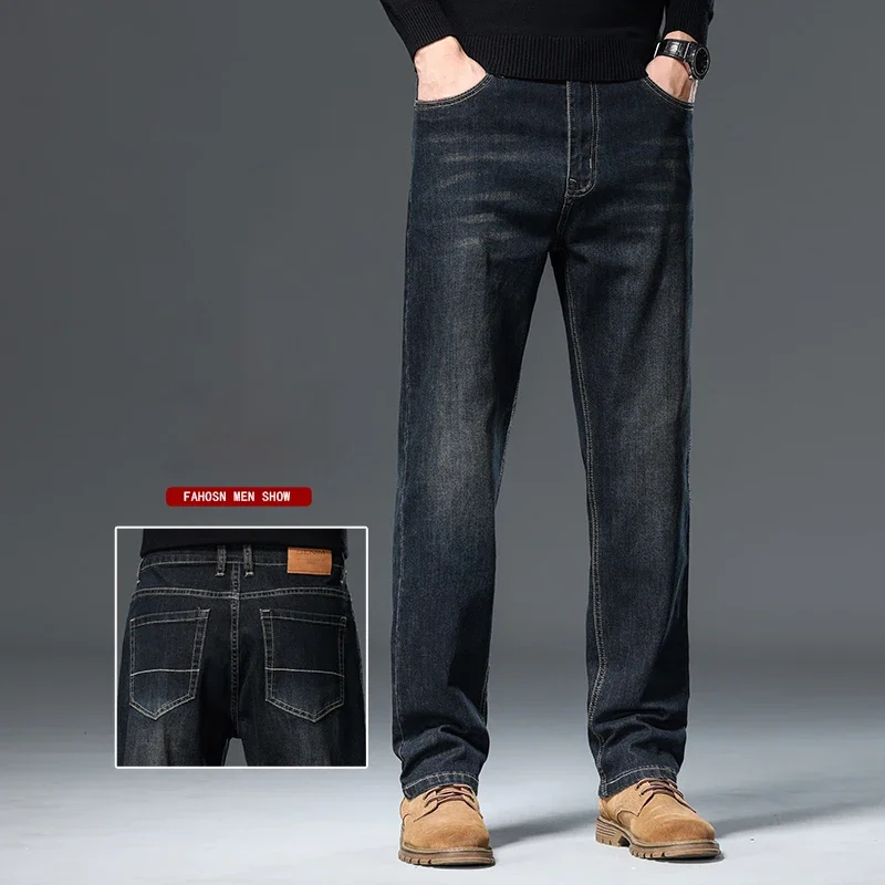 2023 Nieuwe Lente Herenmode Jeans Nostalgische Gewassen Denim Broek Merk Kleding Klassieke Ingericht Rechte Business Casual Broek