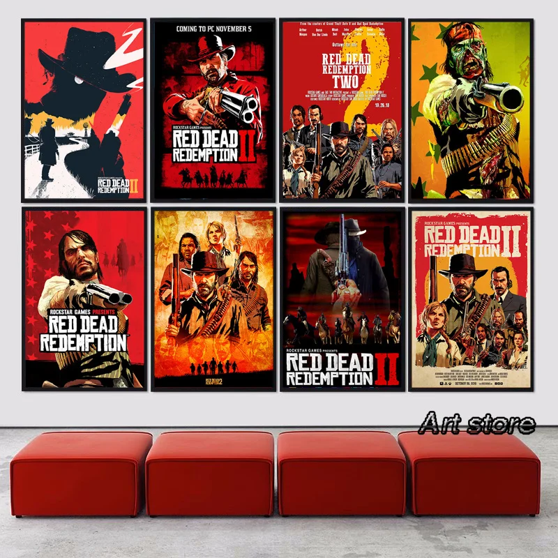 Red Dead Redemption Classic Game Canvas Painting Posters and Prints Wall Art Print Pictures Home Room Decorative Painting Cuadro