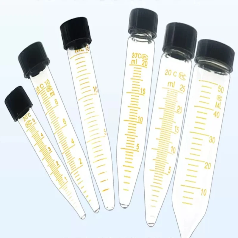 5/10/15/20/25/30/50/100ml Lab Borosilicate Glass Centrifuge Tube V-bottom Screw Cap With Scale Line Ware