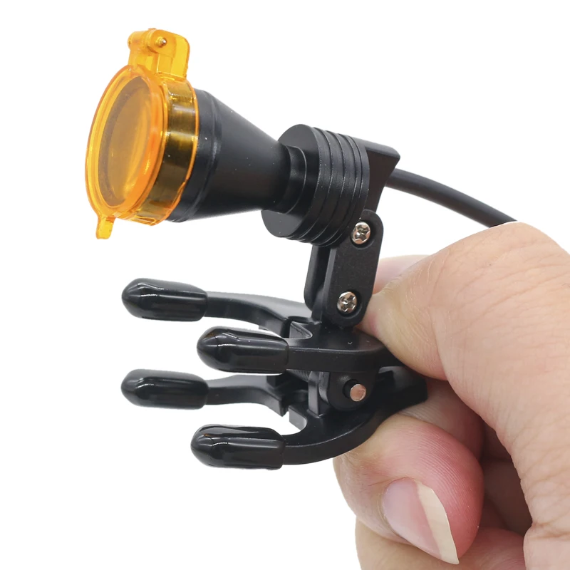 5W LED Dental Headlight Medical Head Lamp for Dental Loupe with Yellow Filter Strong Light with Clip without Battery