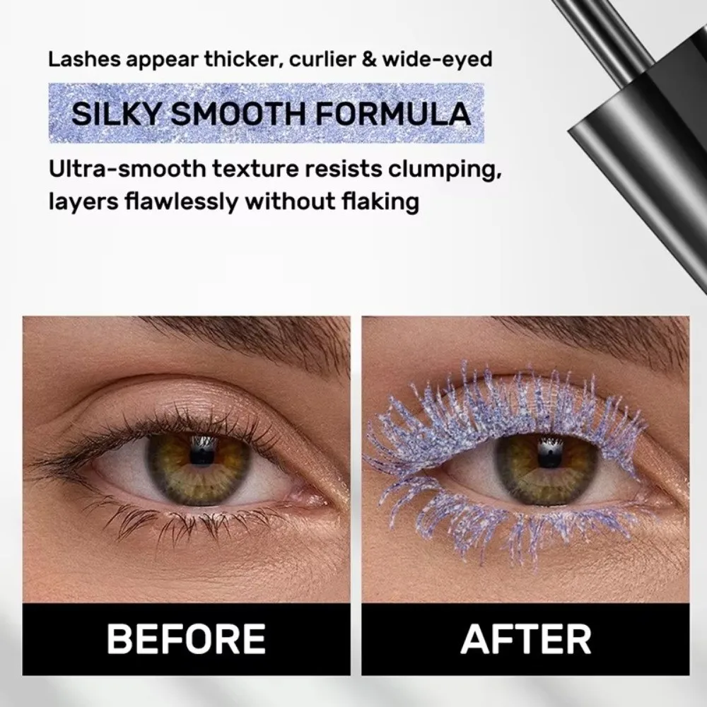 Mascara diamante 5 colori Galaxy Paillettes Brillanti glitter Pennello per ciglia Mascara spesso arricciante impermeabile ad asciugatura rapida