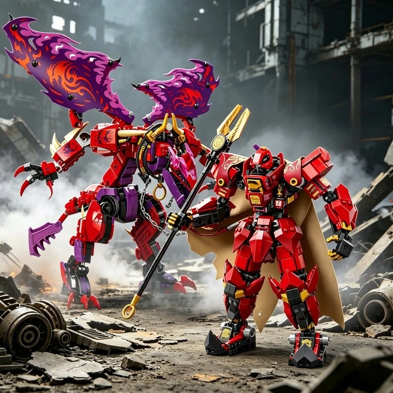 Sets Ninja Series Building Blocks The Fire Knight Mech Children's Toys Assembling Christmas Birthday Gift
