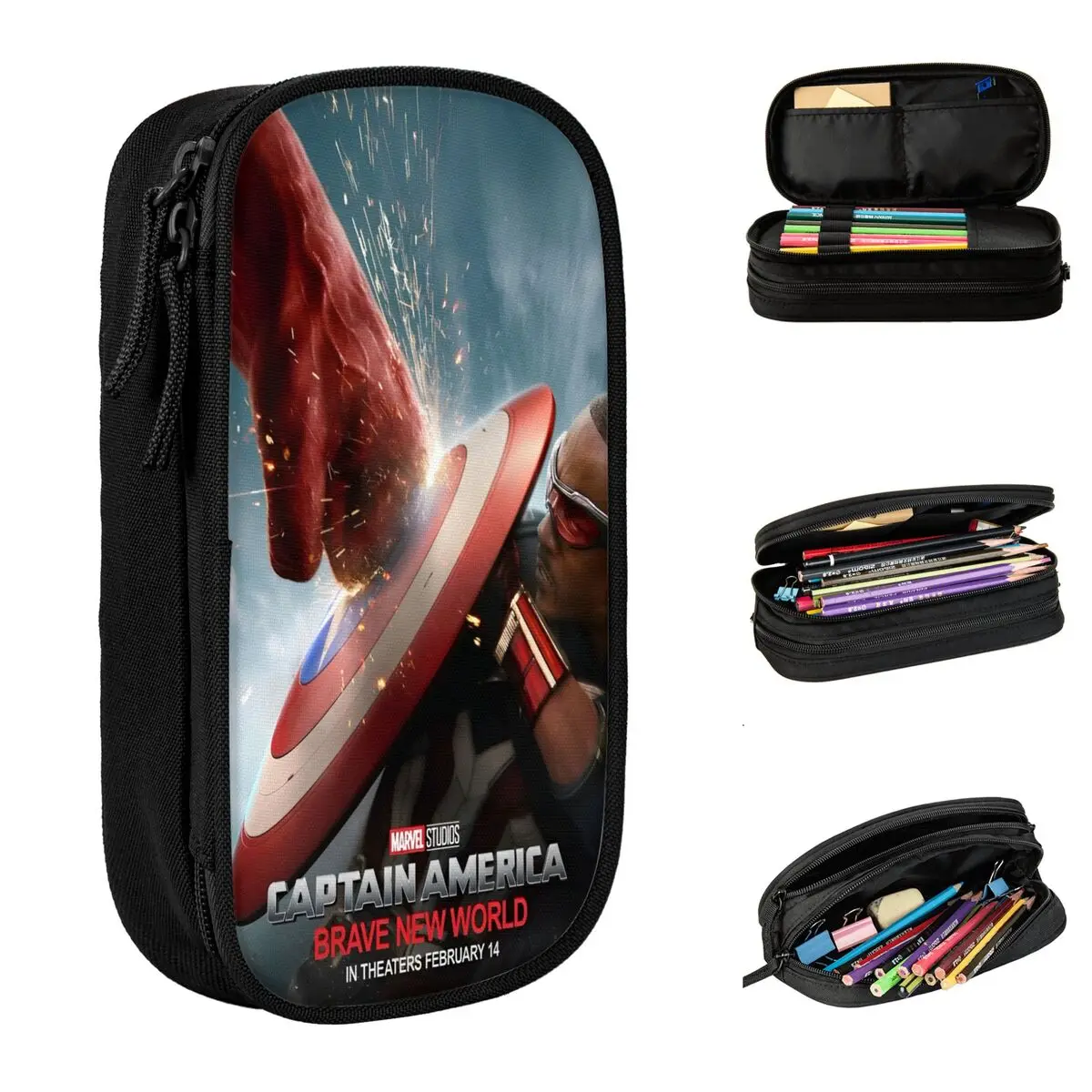 

Film Captain America Brave New World Pencil Cases Fashion Pen Box Bag for Student Big Capacity Office Gifts Pencilcases