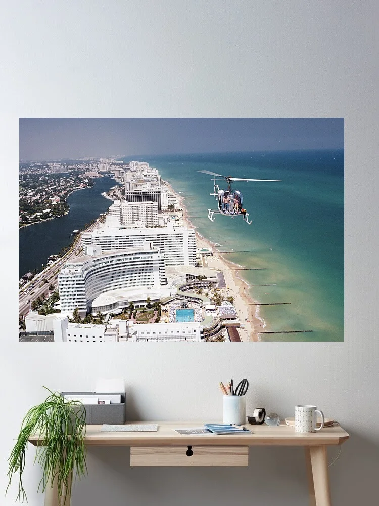 Slim Aarons 'Aerial Miami Beach', Print Art Canvas Poster, Living Room, Home Wall Decor Picture