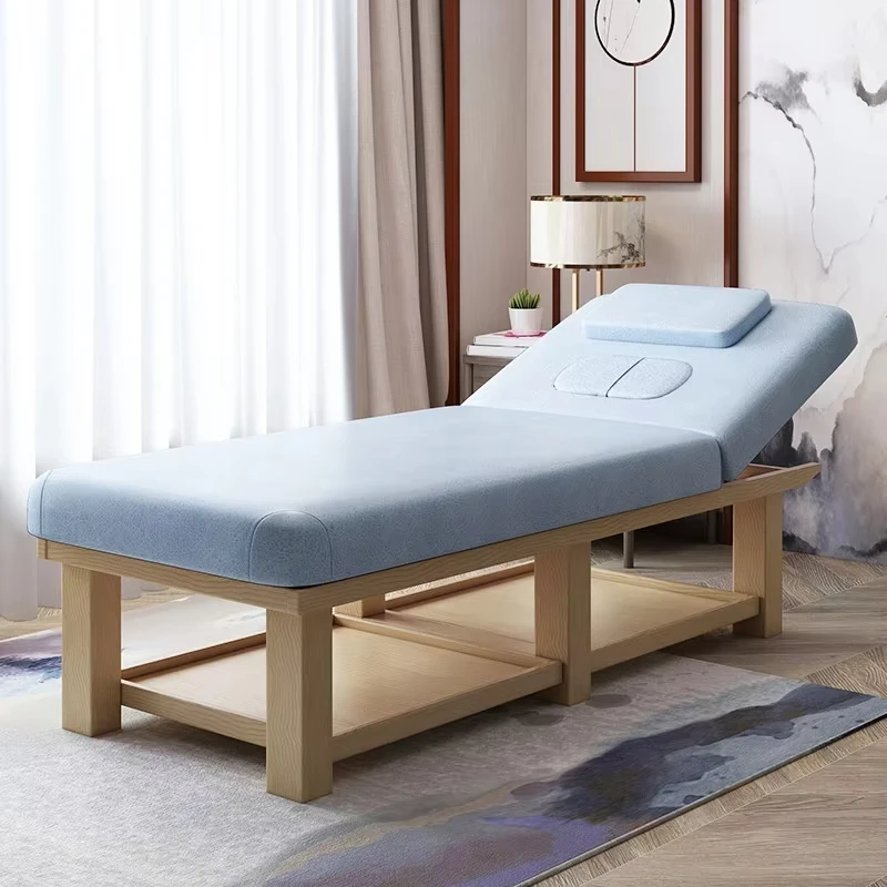 

Comfortable Adjustable Beauty Bed High-End Luxury Solid Wood Massage Table for Facial Eyelash Treatments Gym Salon