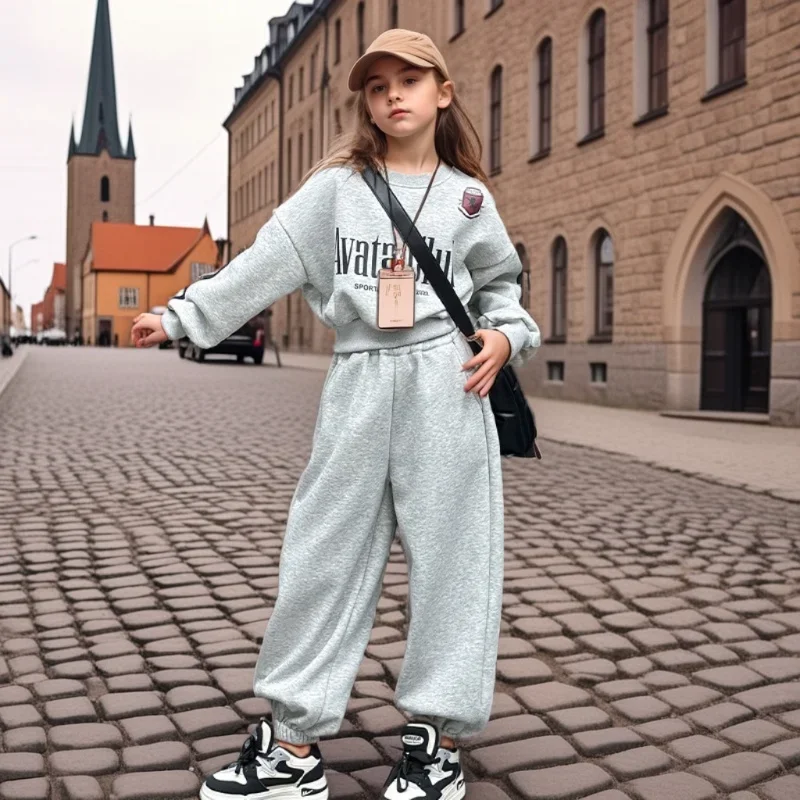 Girls Tracksuit Winter Fleece Warm Short Sweatshirt Pants 2pcs Teen Children Clothing Set Casual Sport Kids Costumes 10 12 Years